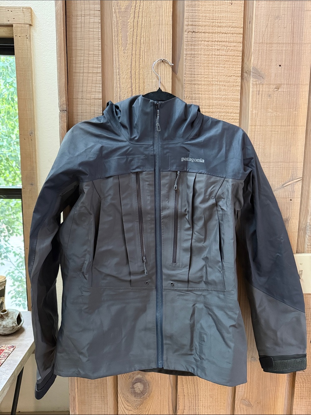 Patagonia Women's Dark Gray Rain Jacket with Black Accents